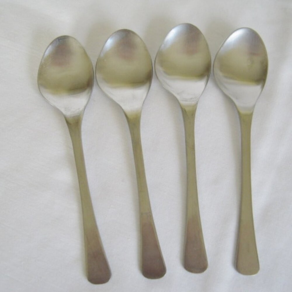 Albert Nicrosil Italy 4 Teaspoons 5.25" Vintage MCM Stainless Flatware Modern
